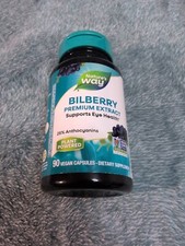 Natures Way Bilberry Premium Extract Eye Health 90 Capsules Exp 1/31/2027