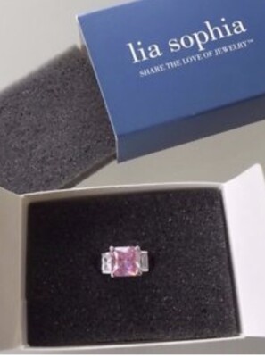 Lia Sophia Pink CZ Stone Silver Tone Ring Size 5   (no Box) Valentine s Day