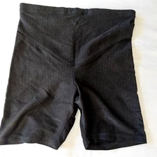 VTG 90's Womens Black Shiny Coolmax Lycra Spandex Dance Bike Shorts USA LARGE 27
