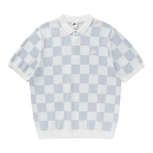 Nike Men's Golf Polo Sweater Shirt, Sportswear Club Checkers, FN3422-133, Size L