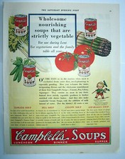Campbell's Wholesome Soups Pea Tomato Celery Asparagus 1930