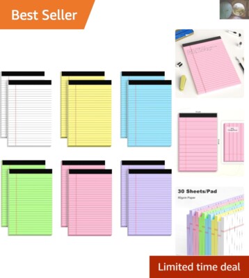 12-Pack 5x8 Colored Notepads - Thick Paper, Perforated Sheets for Easy Writing