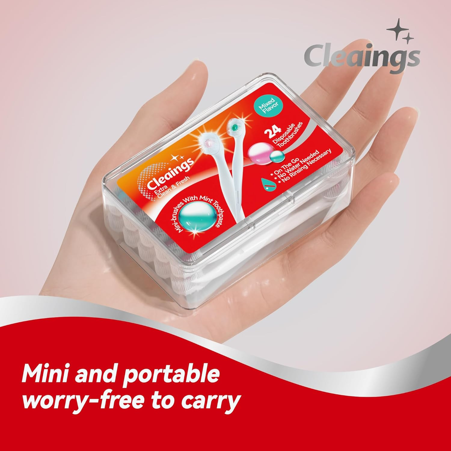 Cleaings&reg; Mini Brushes-Disposable Toothbrushes with Toothpaste and Pick for Work