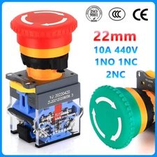 22mm Emergency Stop Push Button Switches Latching Red Green 10A