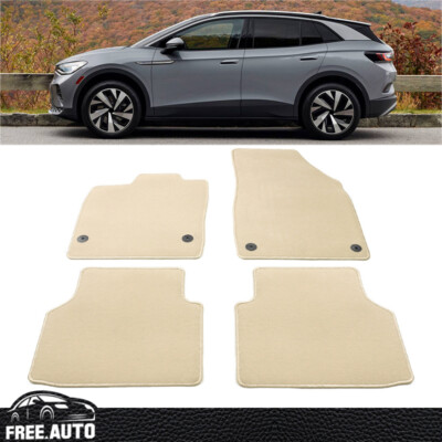 Floor Mats Fits 21-25 Volkswagen ID.4 4DR Front & Rear Carpet Nylon 4PCS - Beige