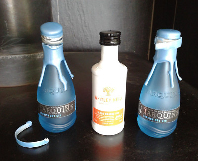 TARQUIN'S Cornish Dry Gin & WHITLEY NEILL Blood Orange Gin 3 x empty 5ml bottles