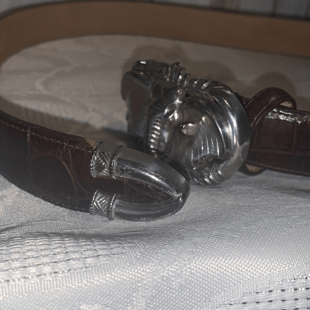 Vintage Brighton Belt 1996 Silver Elephant Buckle Crocodile  display picture 3