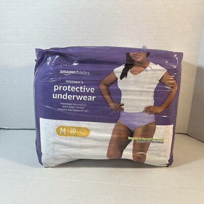 Amazon Basics Women's Protective Underwear Medium fits 31-37 Waist 20 Count