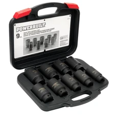 Powerbuilt 9 Piece Deluxe Axle Nut Socket Set Kit 61 - 648991