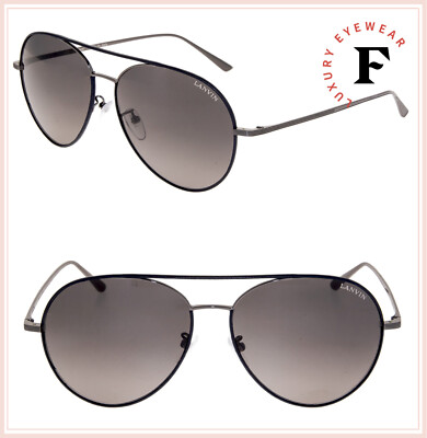 LANVIN 110 Ruthenium Black Leather Titanium Aviator  display picture 1