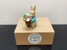 Image of Beatrix Potter Peter Rabbit Mini Figurine Boxed Brings Flowers A29579 NEW