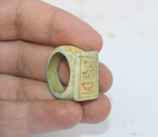 RARE ANCIENT EGYPTIAN ANTIQUE PHARAONIC CARTRIDGE Ring Scarab Stone EGYCOM