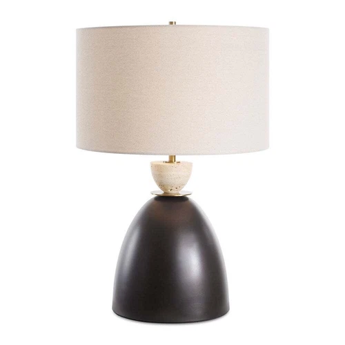 NEW PROCIDA TABLE LAMP CRAFTED FROM IRON & TRAVERTINE STONE UTTERMOST 30468 - Picture 2 of 6