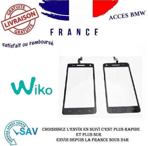 TOUCH SCREEN GLASS FOR WIKO RAINBOW + BLACK ADHESIVE