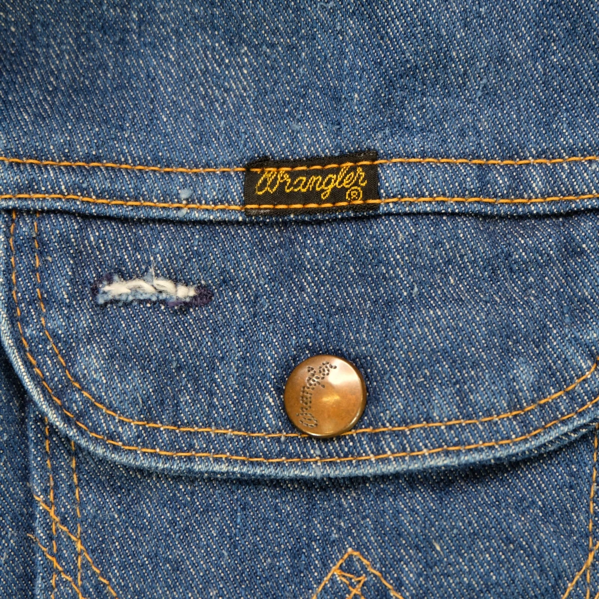 Rare Vintage WRANGLER Full Zip Denim Jean Jacket 70s 80s Made In USA Blue SZ 44