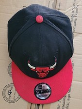 New Era 9Fifty Chicago Bulls Snapback Hat Cap Black Red 950 Embroidered NBA Logo