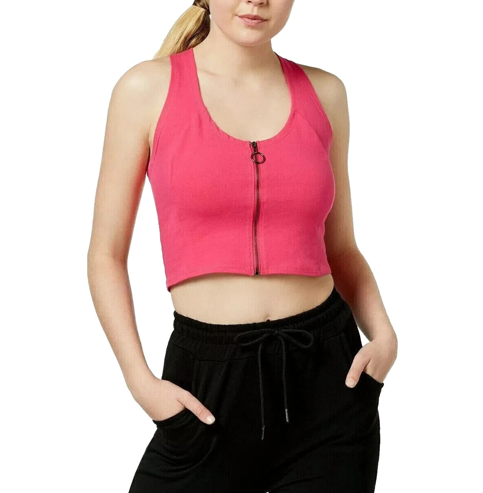 Материал девочка активный женщин фуксия фиолетовый молнии спереди крест-накрест спортивный бюстгальтер Sz XL - Изображение 2 из 4