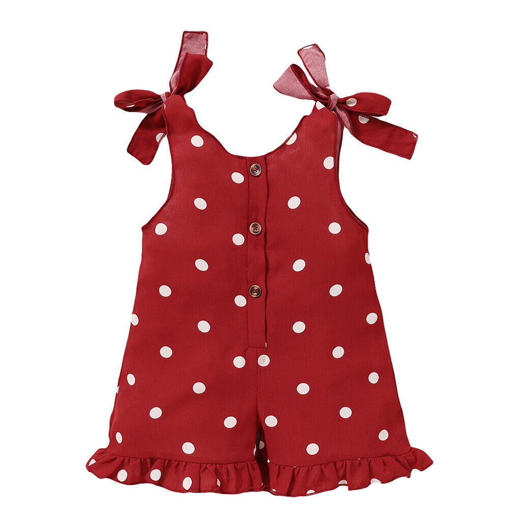 Toddler Baby Girls Sleeveless Dot Print Ruffles Suspender Romper ...