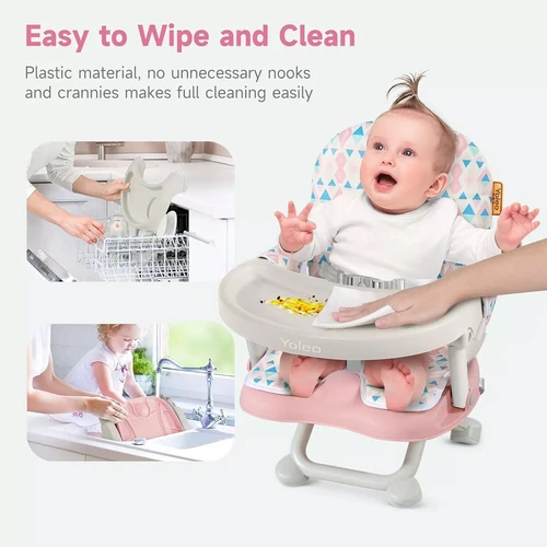Travel Booster Seat w/ Tray Adjustable Folding High Chair Children Baby Armchair - Picture 5 of 78