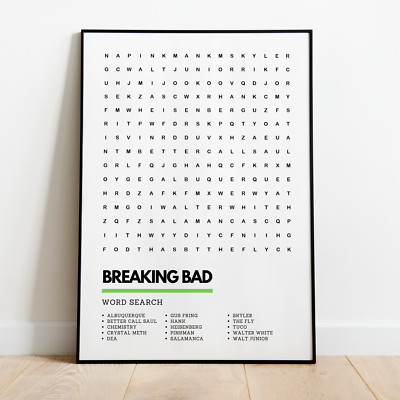 Breaking Bad Wordsearch Kunstdruck A3 A4 gerahmt ungerahmt Wandbild Home Mancave