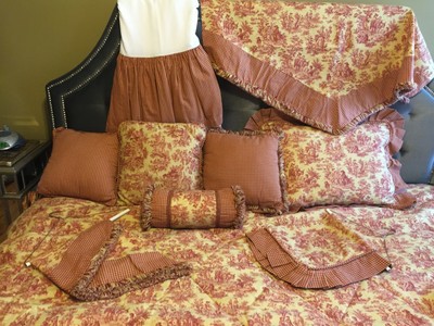 Toile Reversible Queen Comforter Custom Made 10 Pcs Ebay