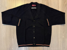 Gucci Ajour Cotton Knit Cardigan with Web navy sz M