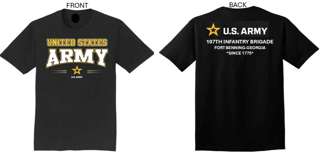 197TH INFANTRY BRIGADE*FORT BENNING-GA*-SIDED SHIRT. ARMY OFFICIALLY LICENSED - Picture 1 of 7