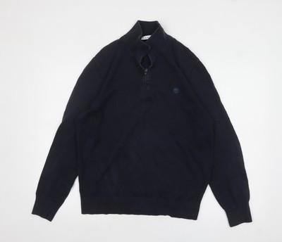 Timberland Herren Pullover Blau Baumwolle 1/4 Zip M Regular Fit