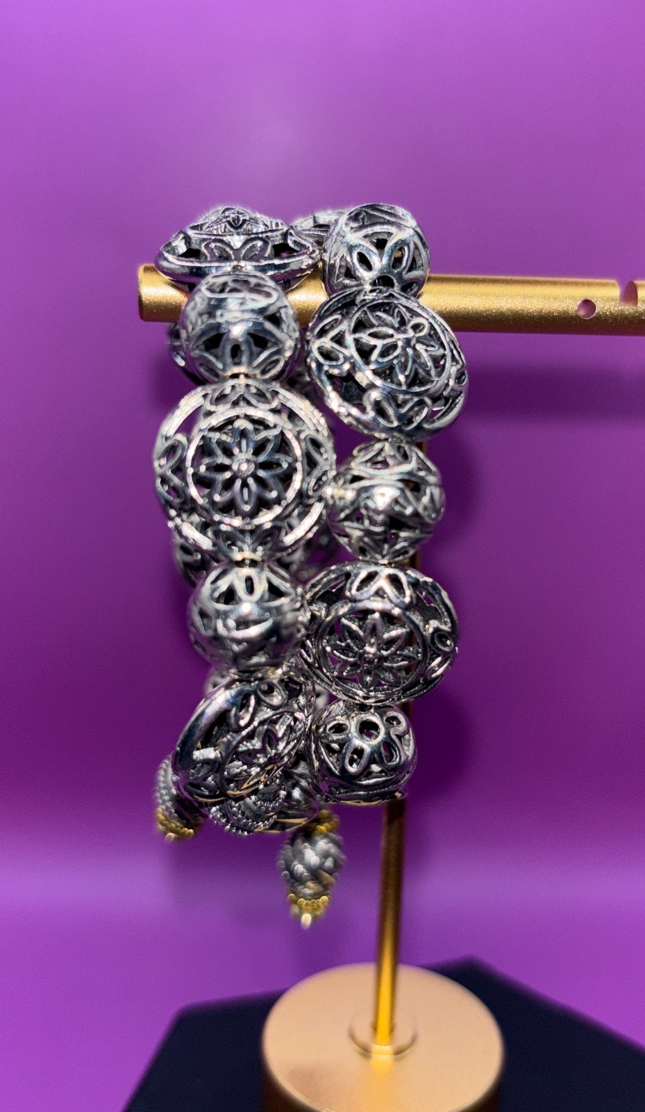 Tibetan Silver Beaded Wrap Statement Bracelet on … - image 5