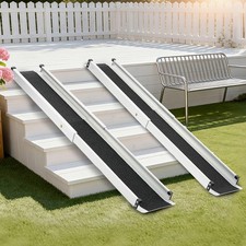 2Pcs Aluminum Alloy Ramps Steps Wheelchair Telescoping Ramp 300kg/661.39 lbs