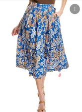NWT J. McLaughlin Bronte Midi Skirt Women's 4 Neo Fowlerton Floral Birds Pockets
