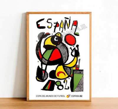 Vintage Football Poster Championship Spain, Retro Soccer Ball Game, Team Players