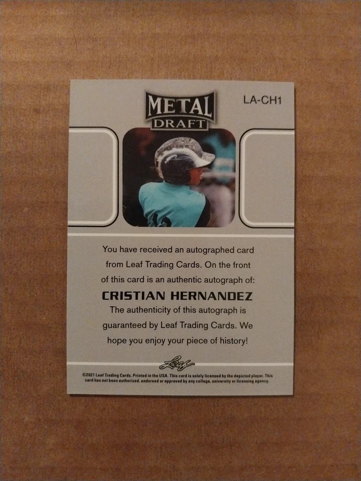 Cristian Hernandez 2021 Leaf Metal Draft 1990 Mojo Auto #LA-CH1 - Image 2 of 2