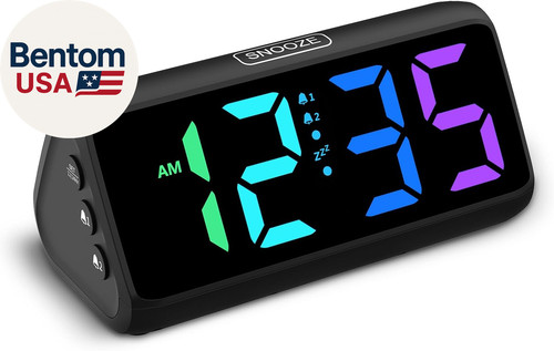 Loud Alarm Clock for Heavy Sleepers, RGB Alarm Clocks for Bedrooms Seniors Kids,