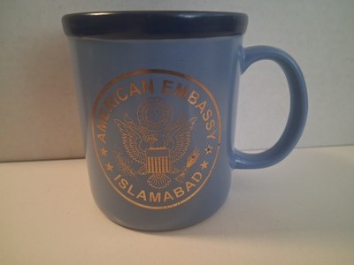 American Embassy Islamabad Pakistan Coffee Cup Mug Blue / Gold Seal