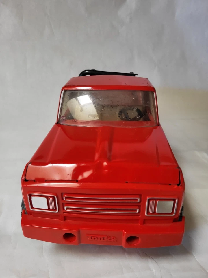 Camioneta pickup vintage Tonka de acero prensado roja #11062 años 80 rayas amarillas tintadas Foto 2 de 4