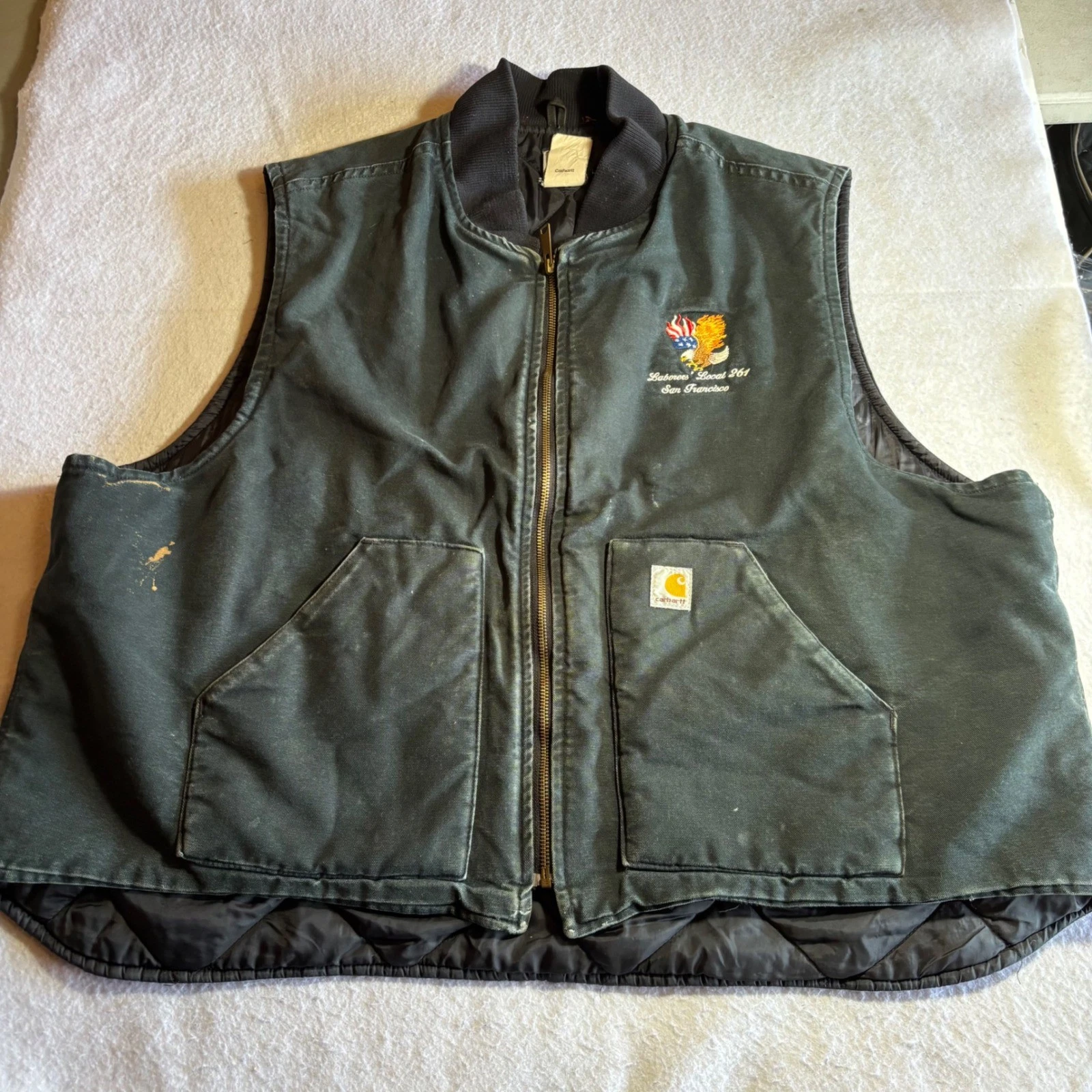 Carhartt V01 BLK Arctic Vest Mens 3XL Black Duck Canvas Quilt Lined Laborers 261