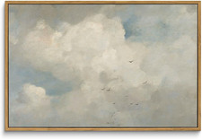 Framed Canvas Wall Art Vintage Decor, Home Decor Classical Oil Paintings Sky Clo