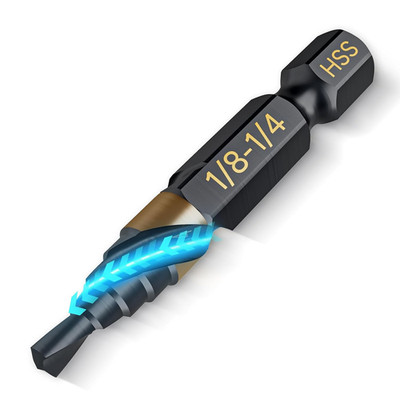 Step Drill Bit 1/4'', HSS Single Size Step Bit, 1/4'' Hex Shank Step Bits for Thin