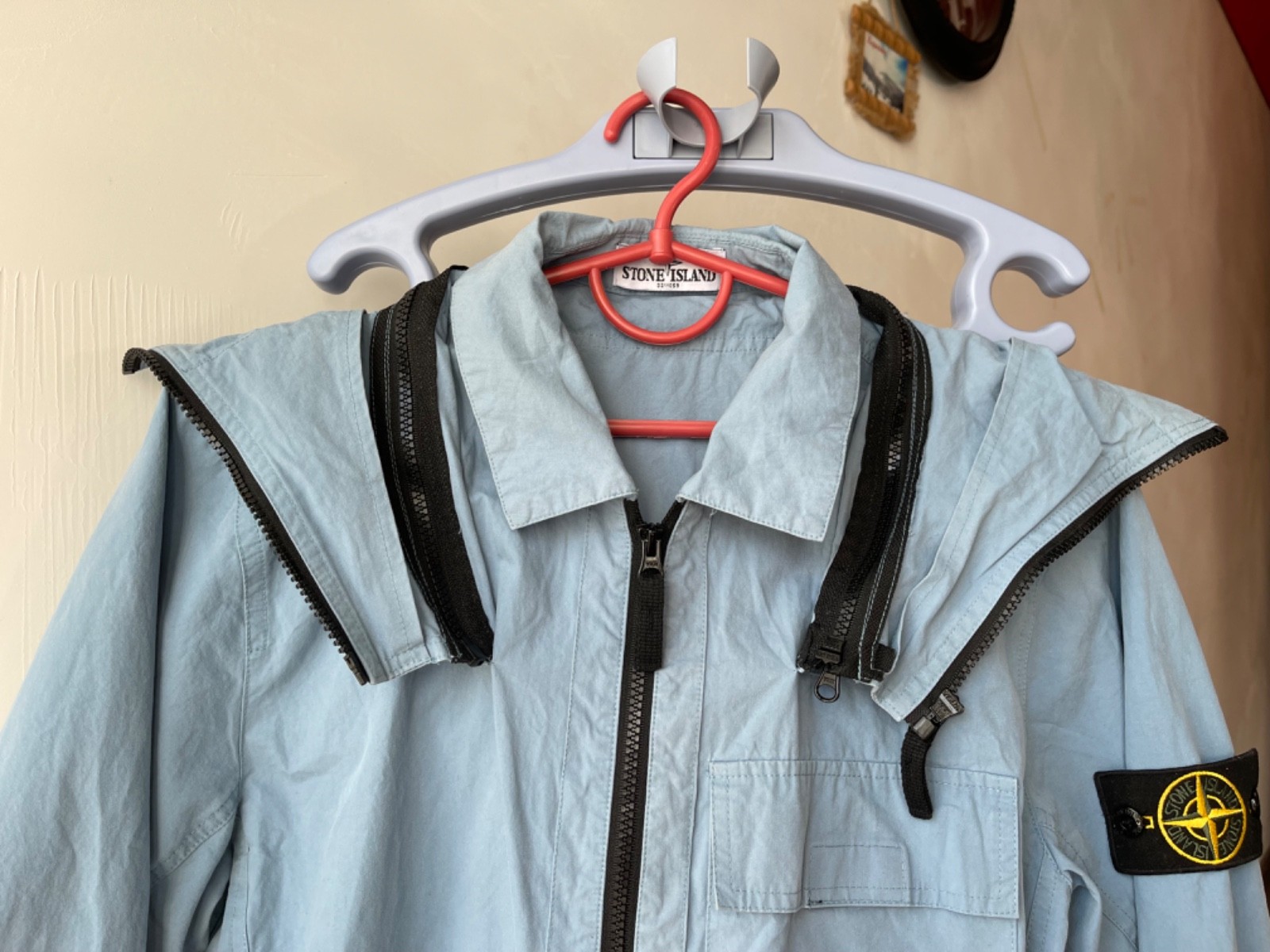 Stone Island Light Jacket Blue Hooded With Badge Size L - product detail image 5
