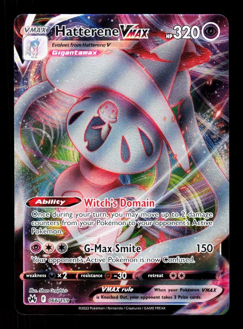 Hatterene VMAX 066/159 Holo VMAX Rare Crown Zenith Pokemon NM