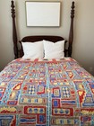VINTAGE LITTLE FARMER BOY APPLIQUED Aztec print, 87x105" 12-10-88 HAND QUILT EUC — photo 8