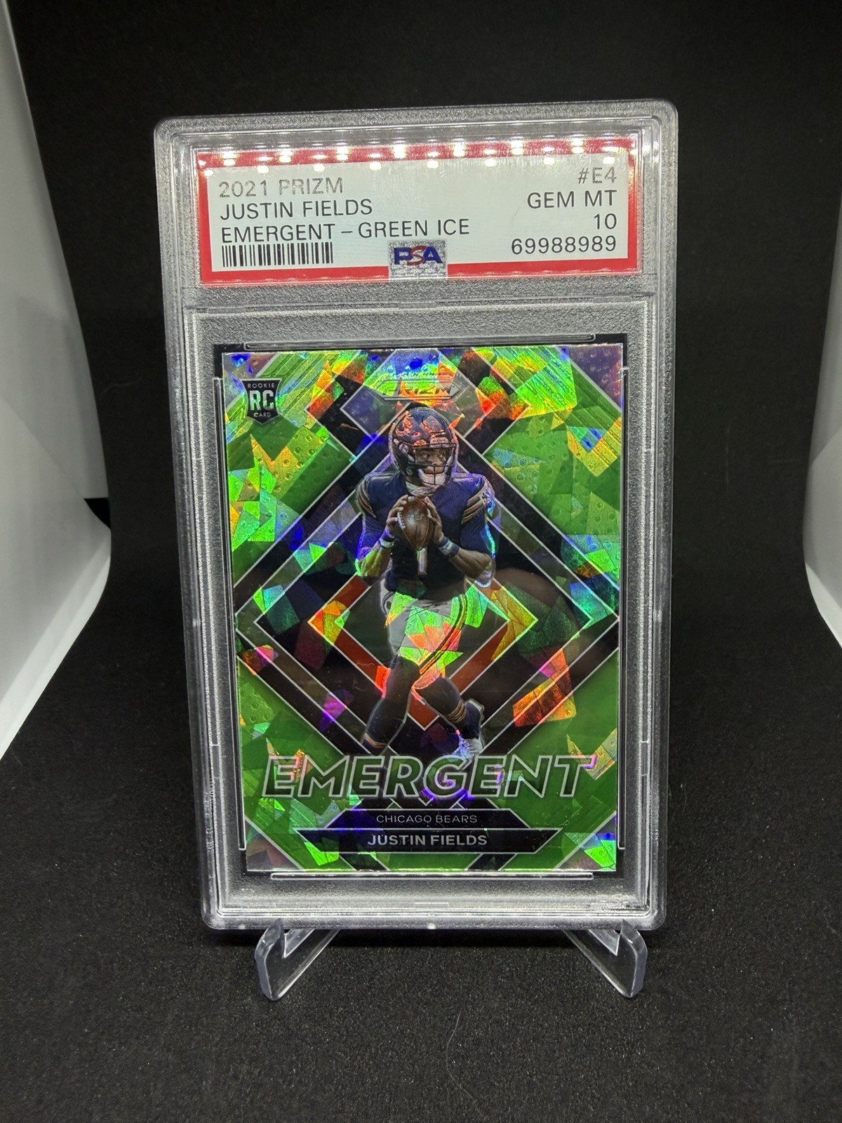 Justin Fields RC 2021 Prizm Emergent Green Ice # E-4 PSA 10!