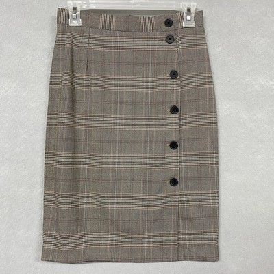 Women s Plaid Pencil Skirt 4 Dark Academia 90s Style Preppy HM Fitted Stretch