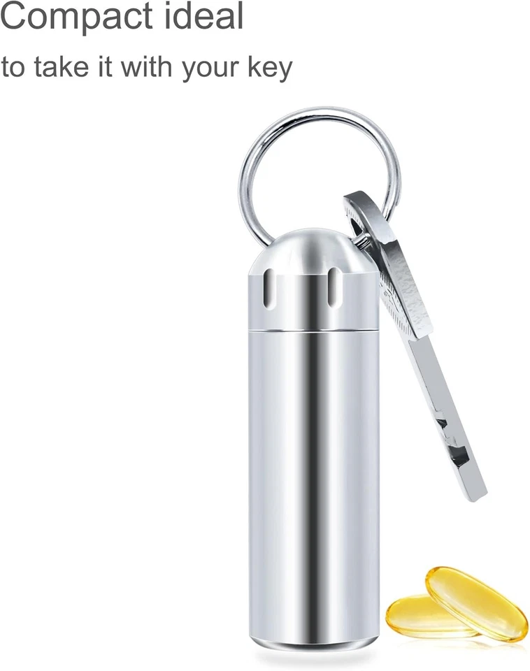 SHD 2 Pack Pill Container Keychain Holder 100% Waterproof 2 Holders  - Image 3 of 4