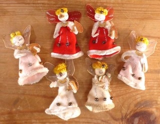 6 Lovely Vintage Angel Christmas Tree Decorations 1960s/70s