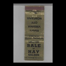 Matchbook Cover Bale Of Hay Saloon Virginia City, MT