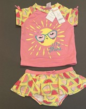 NWT Two Piece Gymboree Girl s Sz 3T 50 SPF Swimsuit Rash Guard-Pink Yellow