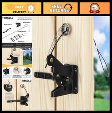 Self-Locking Gate Latch with Spring Pull - Black Gravity Lever Door Lock, 2 Pack