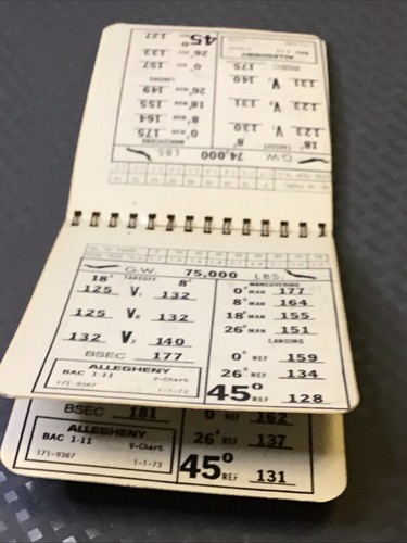 PAIR OF BAC ONE-ELEVEN V SPEEDS CHART BOOKS FOR ALLEGHENY AIRLINES, 1973 - Picture 5 of 13
